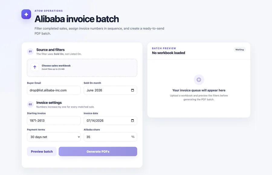 Atom Invoice Batch screenshot