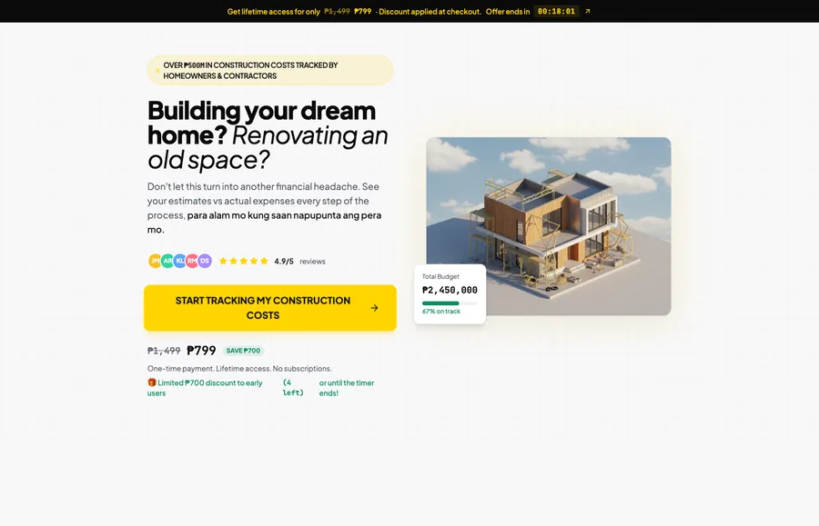Budget Your Build landing page screenshot