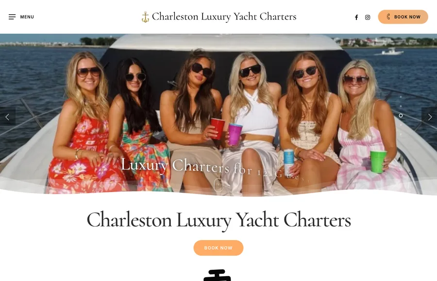 Charleston Luxury Yacht Charters site screenshot