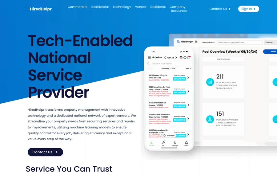 HiredHelpr site screenshot